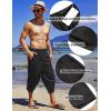 imageCOOFANDY Mens Linen Harem Capri Pants Lightweight Loose 34 Shorts Drawstring Elastic Waist Casual Beach Boho Yoga TrousersWhite Pinstripes