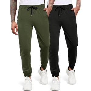 imageCOOFANDY Mens Jogger Sweatpants Workout Athletic Sweatpants Casual Pants with Zipper Pockets2 Pack BlackArmy Green