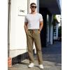 imageCOOFANDY Mens Casual Cotton Pants Regular Fit Elastic Waist Drawstring Twill Pants Straight Leg Chino PantsBrown