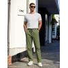 imageCOOFANDY Mens Casual Cotton Pants Regular Fit Elastic Waist Drawstring Twill Pants Straight Leg Chino PantsDark Green