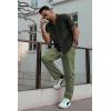 imageCOOFANDY Mens Casual Cotton Pants Regular Fit Elastic Waist Drawstring Twill Pants Straight Leg Chino PantsDark Green