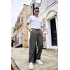imageCOOFANDY Mens Casual Cotton Pants Regular Fit Elastic Waist Drawstring Twill Pants Straight Leg Chino PantsDark Grey