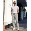imageCOOFANDY Mens Casual Cotton Pants Regular Fit Elastic Waist Drawstring Twill Pants Straight Leg Chino PantsLight Grey