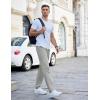 imageCOOFANDY Mens Casual Cotton Pants Regular Fit Elastic Waist Drawstring Twill Pants Straight Leg Chino PantsLight Grey