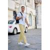 imageCOOFANDY Mens Casual Cotton Pants Regular Fit Elastic Waist Drawstring Twill Pants Straight Leg Chino PantsLight Khaki
