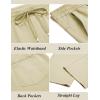 imageCOOFANDY Mens Casual Cotton Pants Regular Fit Elastic Waist Drawstring Twill Pants Straight Leg Chino PantsLight Khaki
