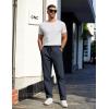 imageCOOFANDY Mens Casual Cotton Pants Regular Fit Elastic Waist Drawstring Twill Pants Straight Leg Chino PantsNavy Blue