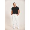 imageCOOFANDY Mens Casual Cotton Pants Regular Fit Elastic Waist Drawstring Twill Pants Straight Leg Chino PantsWhite