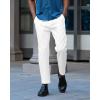 imageCOOFANDY Mens Casual Cotton Pants Regular Fit Elastic Waist Drawstring Twill Pants Straight Leg Chino PantsWhite