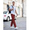 imageCOOFANDY Mens Casual Cotton Pants Regular Fit Elastic Waist Drawstring Twill Pants Straight Leg Chino PantsWine Red