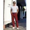 imageCOOFANDY Mens Casual Cotton Pants Regular Fit Elastic Waist Drawstring Twill Pants Straight Leg Chino PantsWine Red