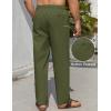 imageCOOFANDY Mens Casual Linen Pants Lightweight Summer Beach Pant Loose Fit Drawstring Elastic Waist TrousersArmy Green