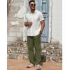 imageCOOFANDY Mens Casual Linen Pants Lightweight Summer Beach Pant Loose Fit Drawstring Elastic Waist TrousersArmy Green