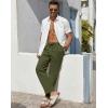 imageCOOFANDY Mens Casual Linen Pants Lightweight Summer Beach Pant Loose Fit Drawstring Elastic Waist TrousersArmy Green