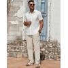 imageCOOFANDY Mens Casual Linen Pants Lightweight Summer Beach Pant Loose Fit Drawstring Elastic Waist TrousersBeige