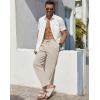 imageCOOFANDY Mens Casual Linen Pants Lightweight Summer Beach Pant Loose Fit Drawstring Elastic Waist TrousersBeige
