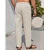 imageCOOFANDY Mens Casual Linen Pants Lightweight Summer Beach Pant Loose Fit Drawstring Elastic Waist TrousersBeige