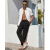 imageCOOFANDY Mens Casual Linen Pants Lightweight Summer Beach Pant Loose Fit Drawstring Elastic Waist TrousersBlack