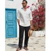 imageCOOFANDY Mens Casual Linen Pants Lightweight Summer Beach Pant Loose Fit Drawstring Elastic Waist TrousersBlack