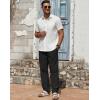 imageCOOFANDY Mens Casual Linen Pants Lightweight Summer Beach Pant Loose Fit Drawstring Elastic Waist TrousersBlack