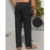 imageCOOFANDY Mens Casual Linen Pants Lightweight Summer Beach Pant Loose Fit Drawstring Elastic Waist TrousersBlack
