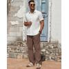 imageCOOFANDY Mens Casual Linen Pants Lightweight Summer Beach Pant Loose Fit Drawstring Elastic Waist TrousersBrown