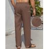 imageCOOFANDY Mens Casual Linen Pants Lightweight Summer Beach Pant Loose Fit Drawstring Elastic Waist TrousersBrown