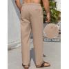 imageCOOFANDY Mens Casual Linen Pants Lightweight Summer Beach Pant Loose Fit Drawstring Elastic Waist TrousersKhaki