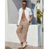 imageCOOFANDY Mens Casual Linen Pants Lightweight Summer Beach Pant Loose Fit Drawstring Elastic Waist TrousersKhaki