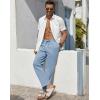imageCOOFANDY Mens Casual Linen Pants Lightweight Summer Beach Pant Loose Fit Drawstring Elastic Waist TrousersLight Blue