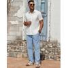 imageCOOFANDY Mens Casual Linen Pants Lightweight Summer Beach Pant Loose Fit Drawstring Elastic Waist TrousersLight Blue