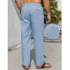 imageCOOFANDY Mens Casual Linen Pants Lightweight Summer Beach Pant Loose Fit Drawstring Elastic Waist TrousersLight Blue