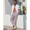 imageCOOFANDY Mens Casual Linen Pants Lightweight Summer Beach Pant Loose Fit Drawstring Elastic Waist TrousersLight Gray