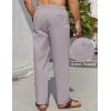 imageCOOFANDY Mens Casual Linen Pants Lightweight Summer Beach Pant Loose Fit Drawstring Elastic Waist TrousersLight Gray