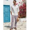 imageCOOFANDY Mens Casual Linen Pants Lightweight Summer Beach Pant Loose Fit Drawstring Elastic Waist TrousersLight Gray