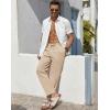 imageCOOFANDY Mens Casual Linen Pants Lightweight Summer Beach Pant Loose Fit Drawstring Elastic Waist TrousersLight Khaki