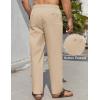 imageCOOFANDY Mens Casual Linen Pants Lightweight Summer Beach Pant Loose Fit Drawstring Elastic Waist TrousersLight Khaki