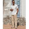 imageCOOFANDY Mens Casual Linen Pants Lightweight Summer Beach Pant Loose Fit Drawstring Elastic Waist TrousersLight Khaki