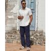 imageCOOFANDY Mens Casual Linen Pants Lightweight Summer Beach Pant Loose Fit Drawstring Elastic Waist TrousersNavy Blue