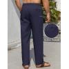 imageCOOFANDY Mens Casual Linen Pants Lightweight Summer Beach Pant Loose Fit Drawstring Elastic Waist TrousersNavy Blue