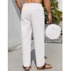 imageCOOFANDY Mens Casual Linen Pants Lightweight Summer Beach Pant Loose Fit Drawstring Elastic Waist TrousersWhite