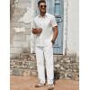 imageCOOFANDY Mens Casual Linen Pants Lightweight Summer Beach Pant Loose Fit Drawstring Elastic Waist TrousersWhite