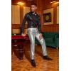 imageCOOFANDY Mens Metallic Shiny Pants Night Club Pants 70s 80s 90s Disco Pant Party Dance Straight Leg Trousers01luxurious Silver