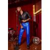 imageCOOFANDY Mens Metallic Shiny Pants Night Club Pants 70s 80s 90s Disco Pant Party Dance Straight Leg TrousersBlue