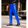 imageCOOFANDY Mens Metallic Shiny Pants Night Club Pants 70s 80s 90s Disco Pant Party Dance Straight Leg TrousersBlue