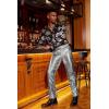 imageCOOFANDY Mens Metallic Shiny Pants Night Club Pants 70s 80s 90s Disco Pant Party Dance Straight Leg TrousersLuxurious Gunmetal