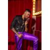 imageCOOFANDY Mens Metallic Shiny Pants Night Club Pants 70s 80s 90s Disco Pant Party Dance Straight Leg TrousersLuxurious Purple