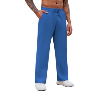 imageCOOFANDY Mens Casual Sweatpants Open Bottom Lounge Pants Drawstring Sweat Pants Joggers with PocketsBlue