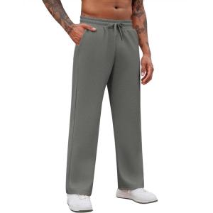 imageCOOFANDY Mens Casual Sweatpants Open Bottom Lounge Pants Drawstring Sweat Pants Joggers with PocketsDark Grey