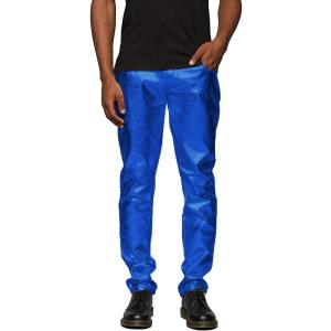imageCOOFANDY Mens Metallic Shiny Pants Night Club Pants 70s 80s 90s Disco Pant Party Dance Straight Leg TrousersBlue